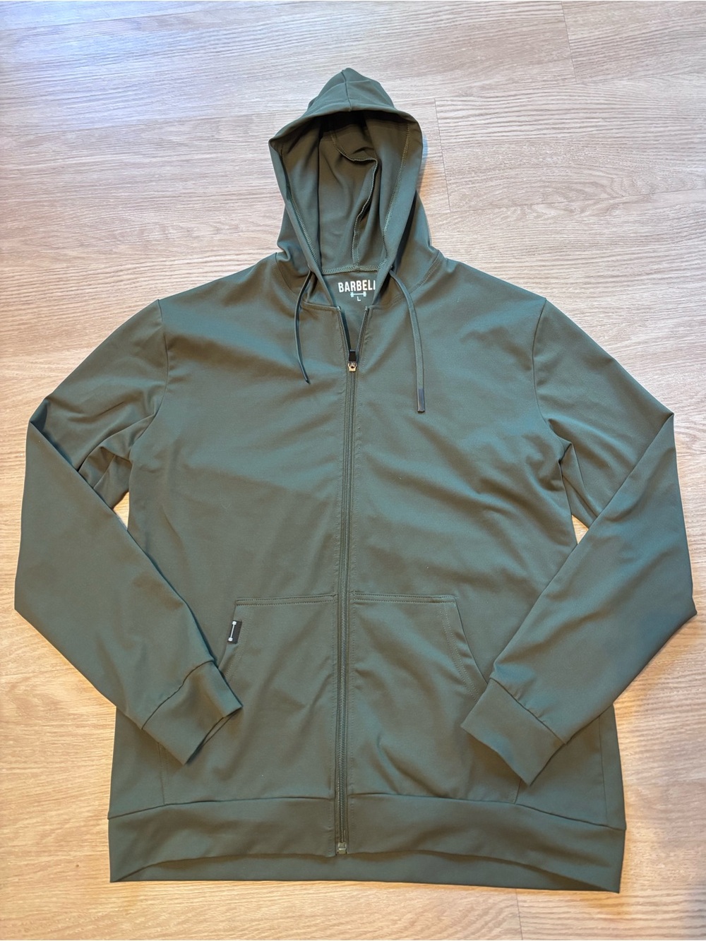 Barbell Apparel Men’s L Stealth Hoodie Full Zip Green Gym Activewear